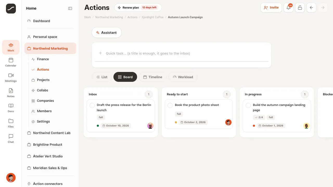 Flowra: Actions