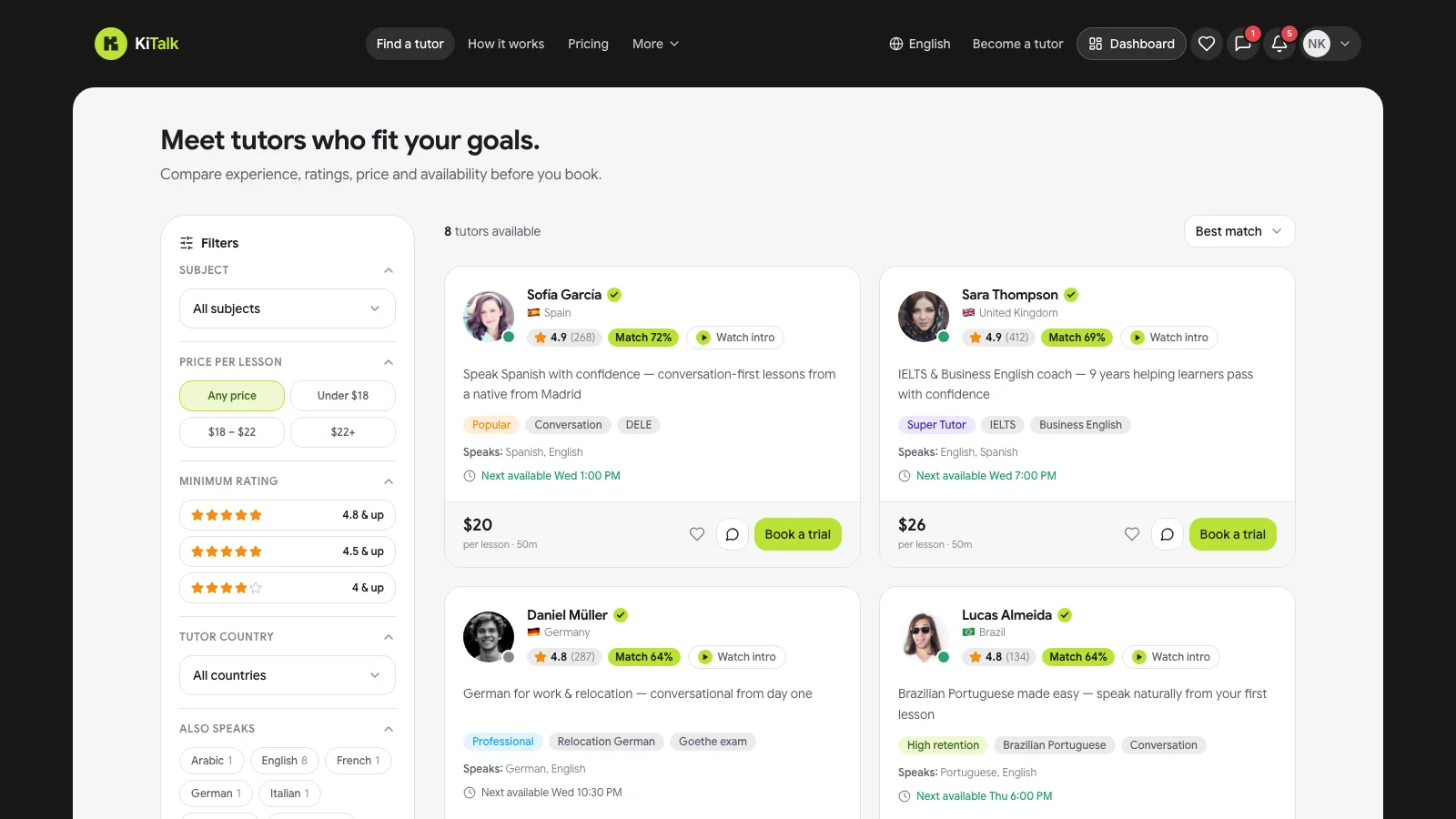 KiTalk: Find a tutor